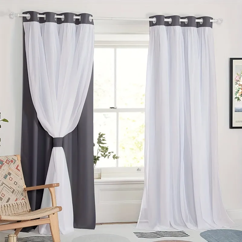 1pc 2-Layer Thermal Insulated Room Darkening Curtain - Blocks Sunlight, Provides Privacy, and Saves Energy for Living Room and Bedroom Home Decor