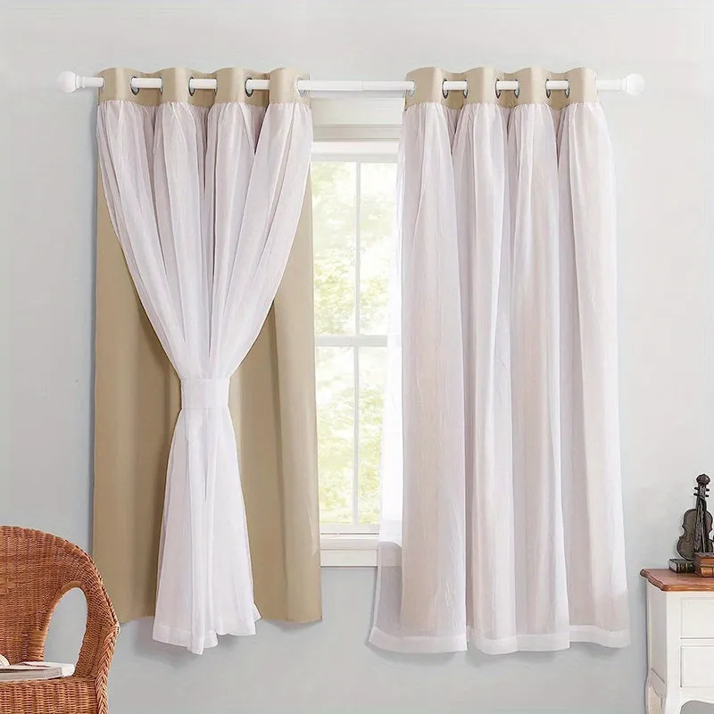 1pc 2-Layer Thermal Insulated Room Darkening Curtain - Blocks Sunlight, Provides Privacy, and Saves Energy for Living Room and Bedroom Home Decor