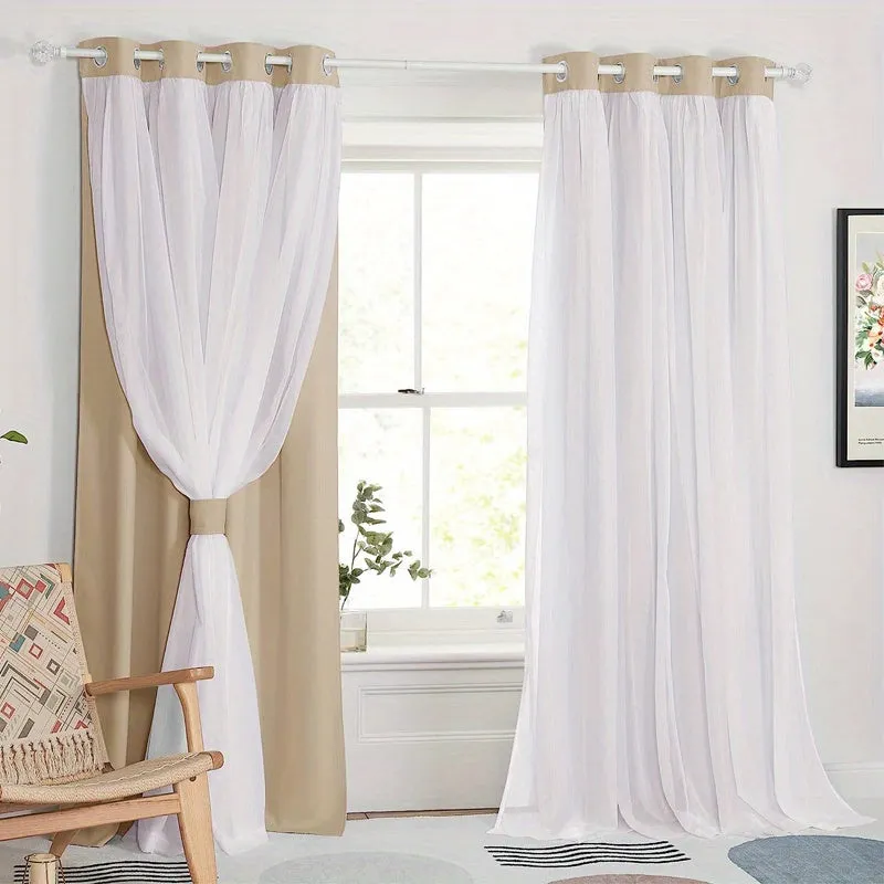 1pc 2-Layer Thermal Insulated Room Darkening Curtain - Blocks Sunlight, Provides Privacy, and Saves Energy for Living Room and Bedroom Home Decor