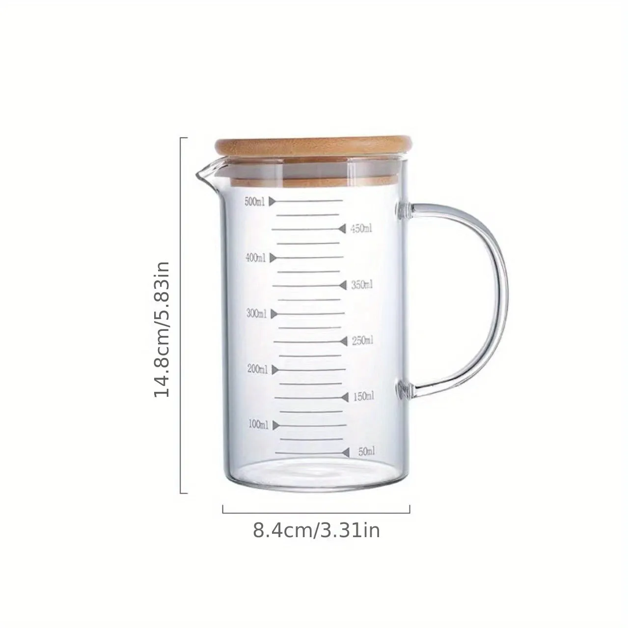 1pc Premium Glass Measuring Cup with Leak-proof Lid - Accurate & Versatile for Hot/Cold Liquids, Insulated Handle & Spout, Perfect Kitchen Beaker & Milk Measure Mug - A Durable, Easy-to-Read Essential for Your Cooking Adventures