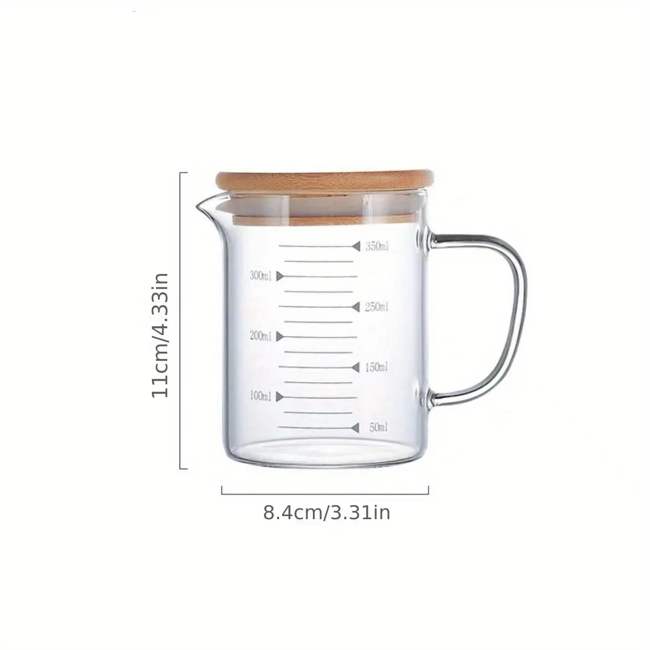 1pc Premium Glass Measuring Cup with Leak-proof Lid - Accurate & Versatile for Hot/Cold Liquids, Insulated Handle & Spout, Perfect Kitchen Beaker & Milk Measure Mug - A Durable, Easy-to-Read Essential for Your Cooking Adventures