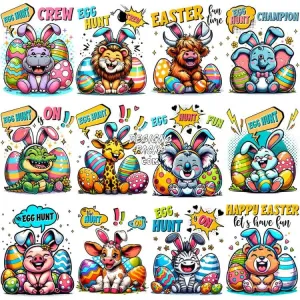 20 Animals Easter Egg Hunters Designs Bundle PNG