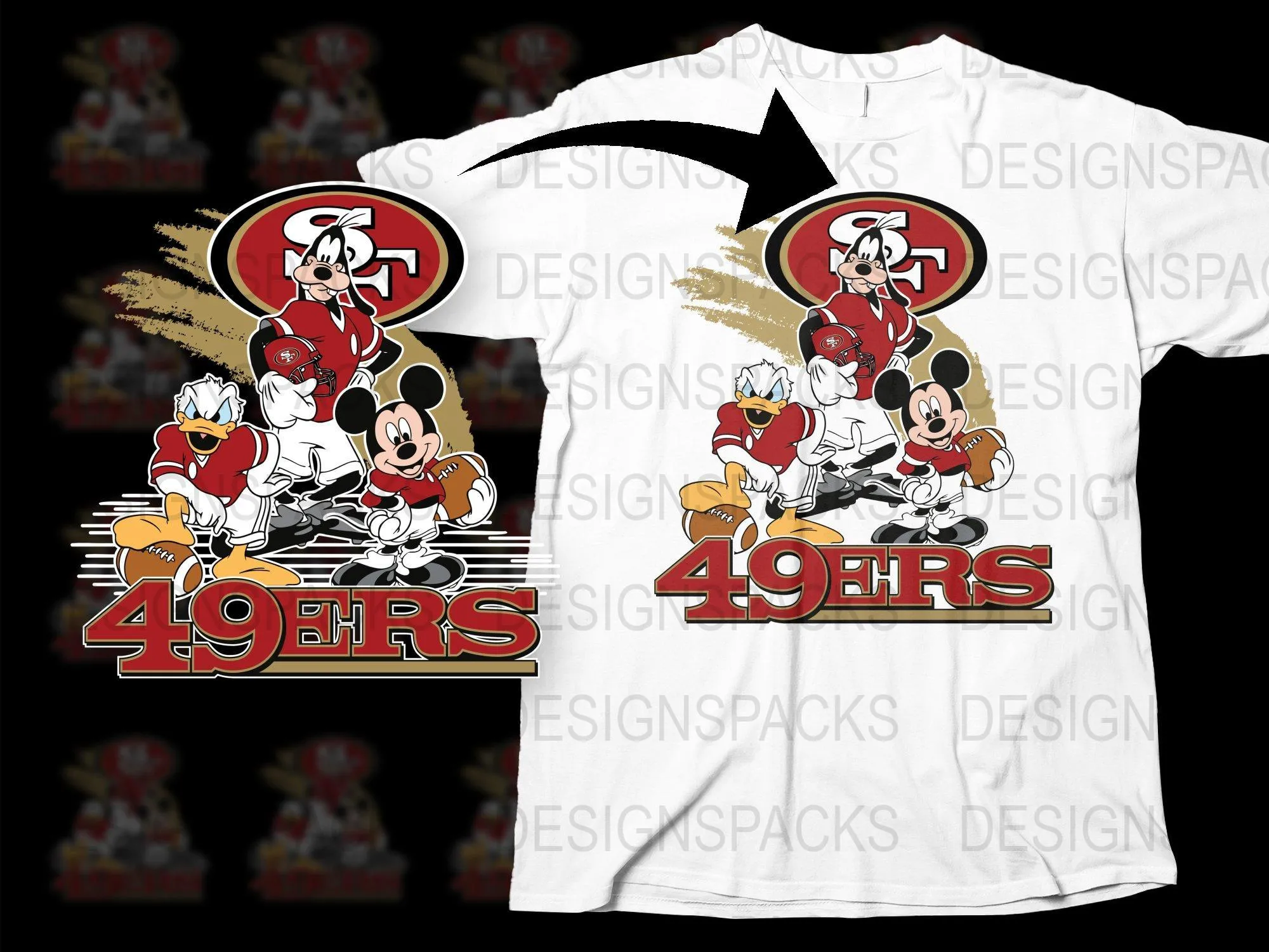 49ers NFL Mickey's Friends Graphic Sports Png Digital Download