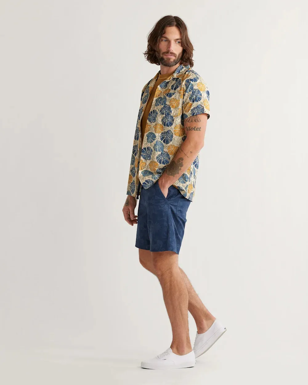 Aloha Short Sleeve - Tan Monstera