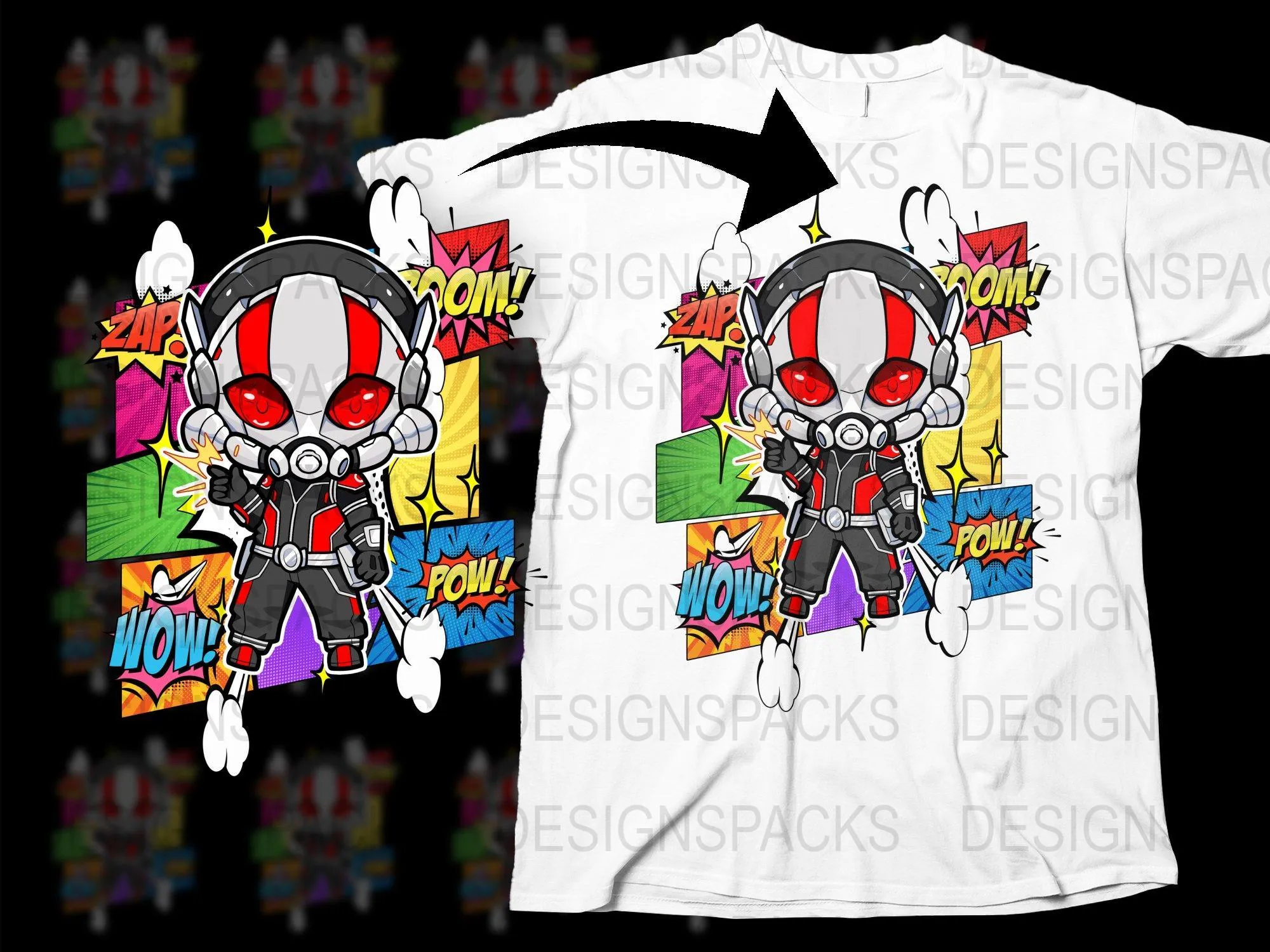 Ant-Man Comic Style Graphic Png Digital Download