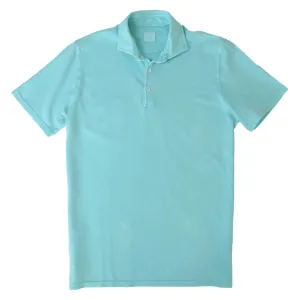 Aqua Blue 100% Cotton Pique Polo Shirt