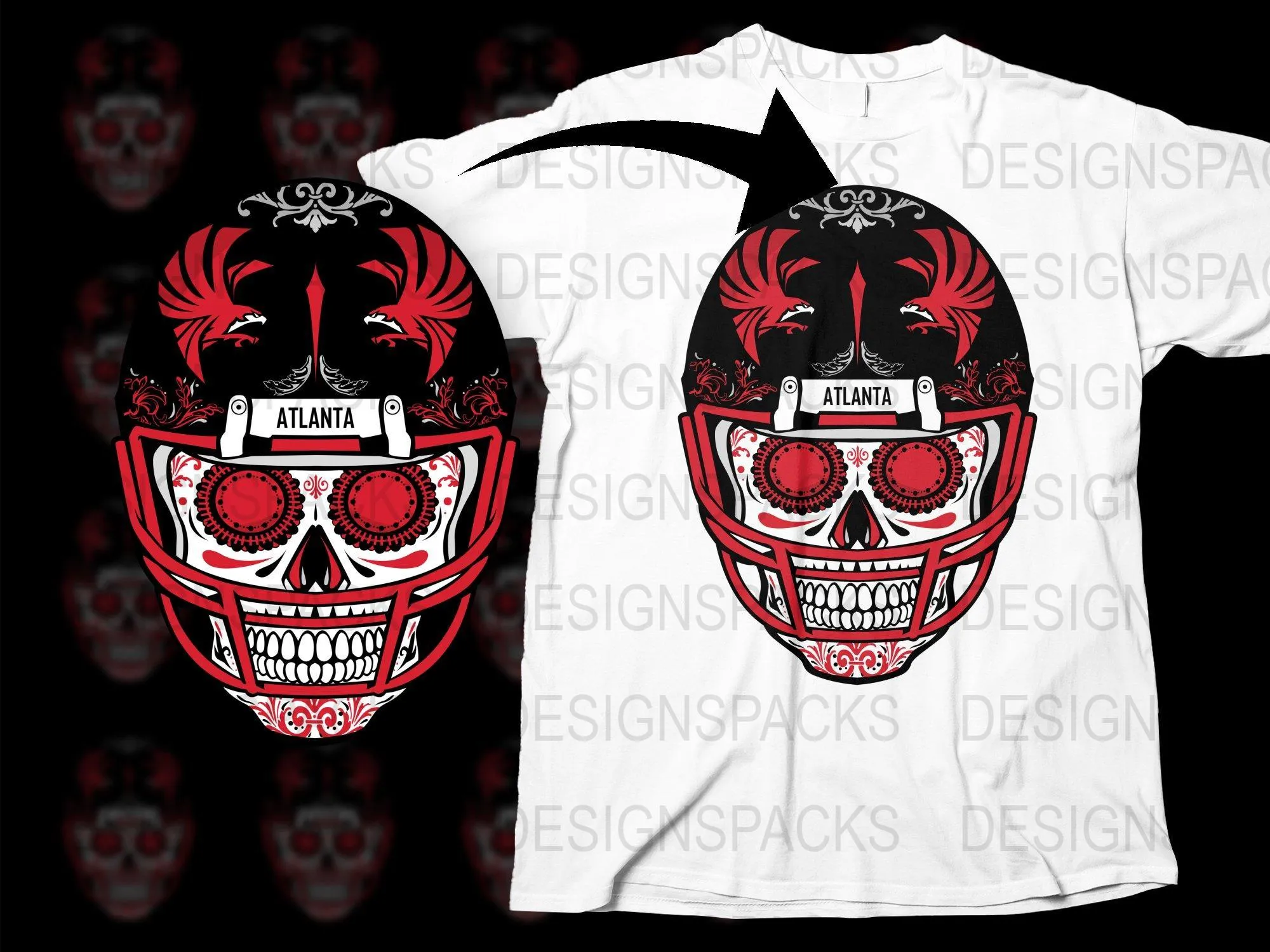 Atlanta Football Sugar Skull Helmet Png Digital Download