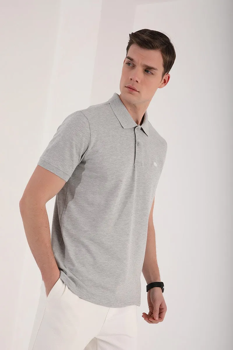 basic logolu standart kalip triko polo yaka erkek t-shirt - 87748