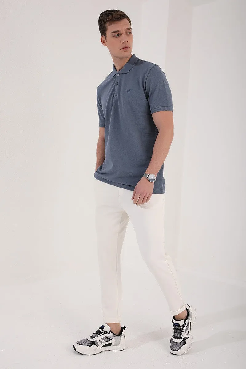 basic logolu standart kalip triko polo yaka erkek t-shirt - 87748