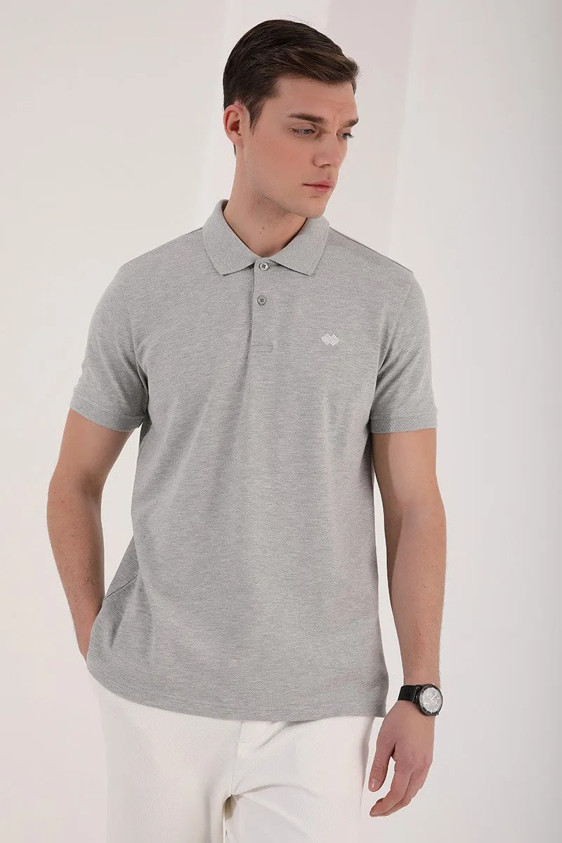 basic logolu standart kalip triko polo yaka erkek t-shirt - 87748