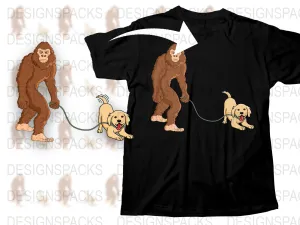 Bigfoot Walking Golden Retriever Funny Graphic Png Digital Download