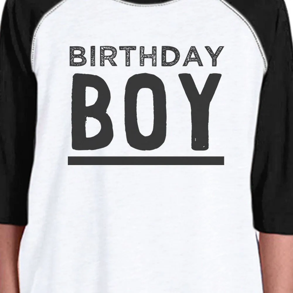 Birthday Boy Black And White Kids Baseball Shirt