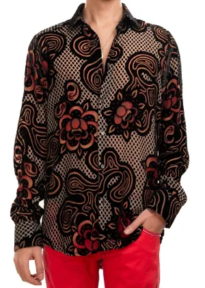 Black Diamond Floral Velvet Shirt