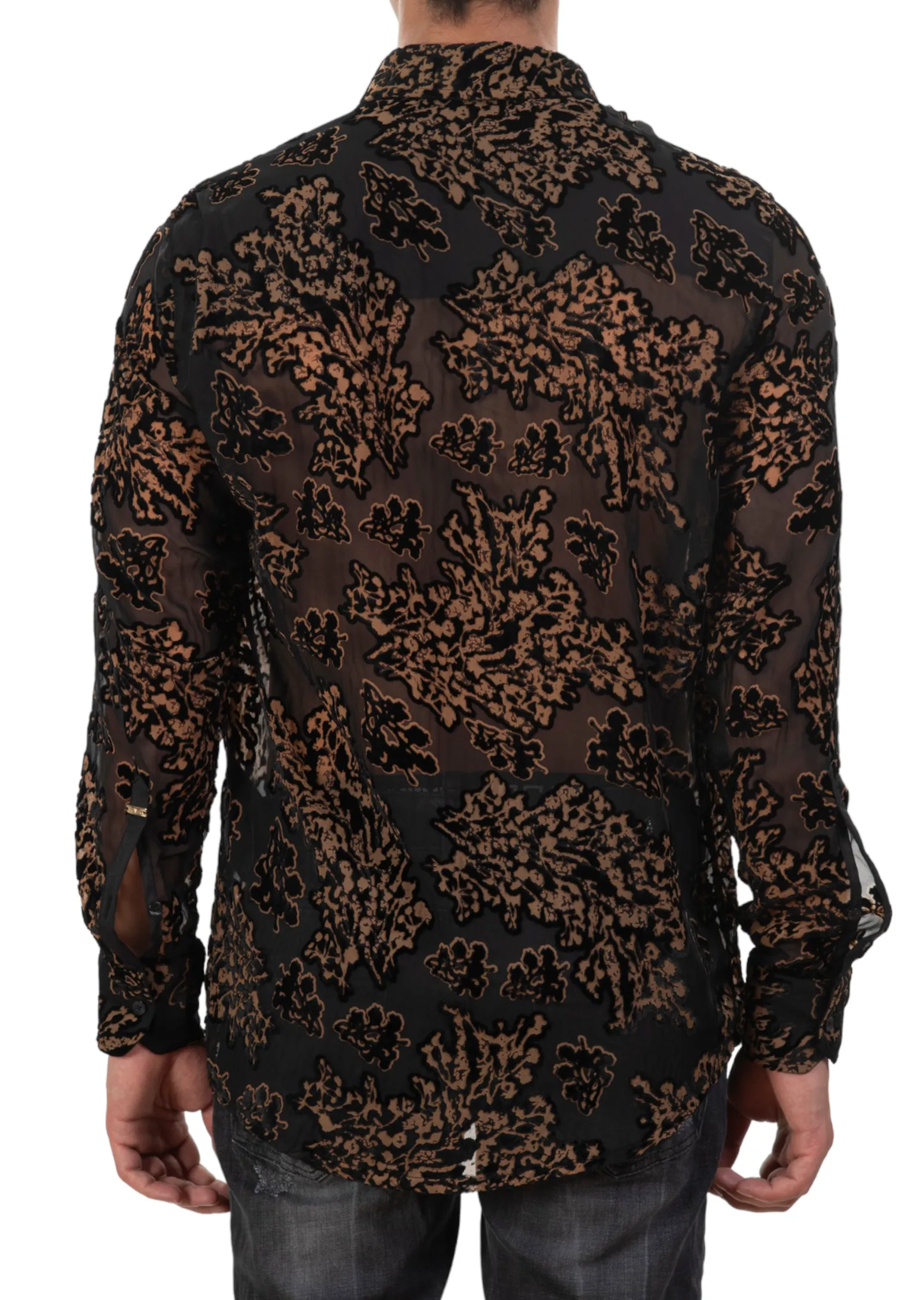 Black Gold Leaves Velvet Shirt