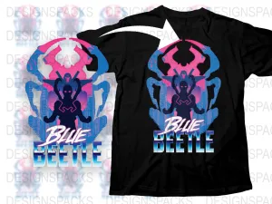 Blue Beetle Shadow Neon City Art Printed Png Digital Download