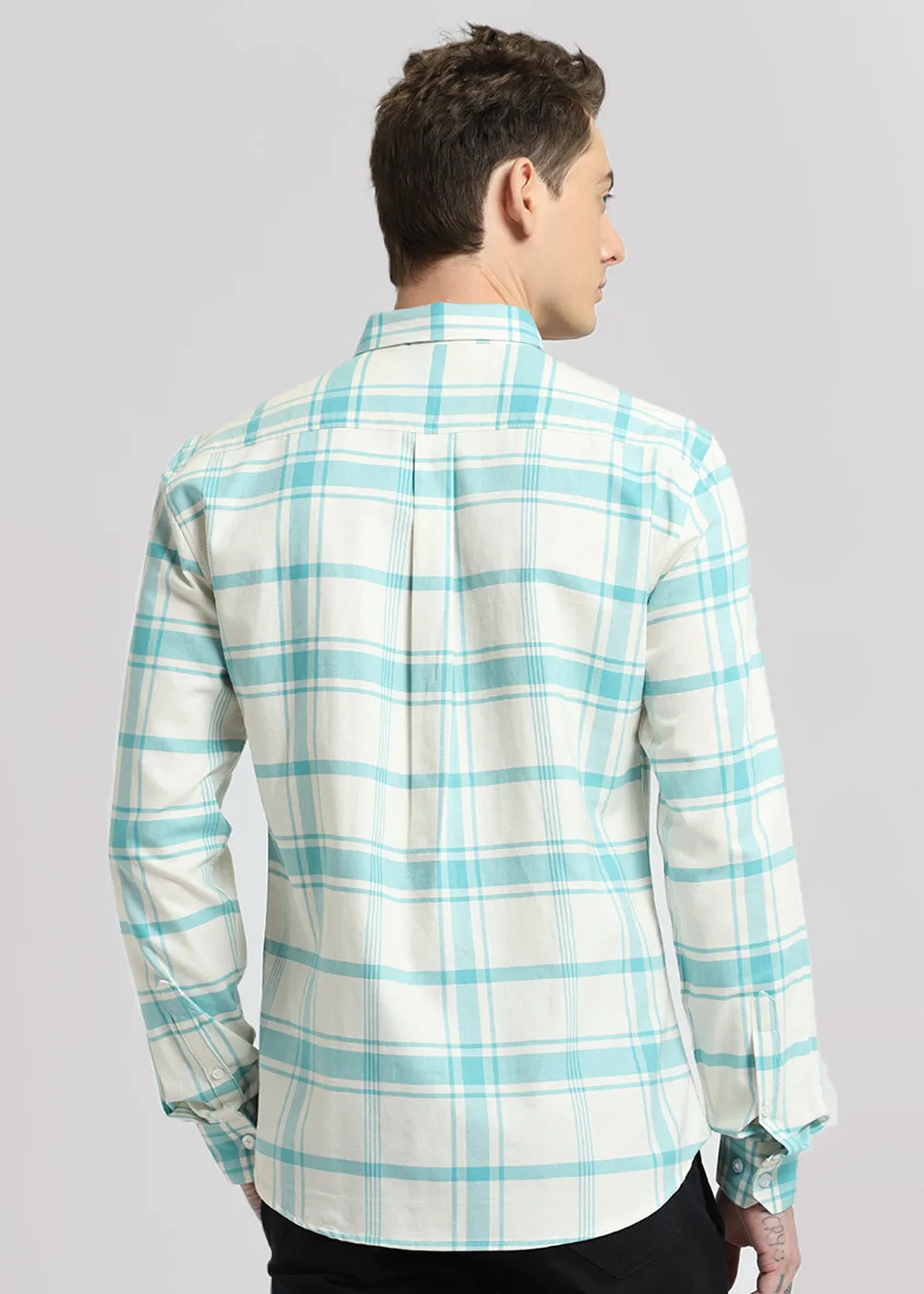 Blue Oxford Cotton Check Shirt