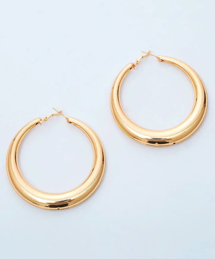 Boho Gold Metal Round Hoop Earrings ZZ004