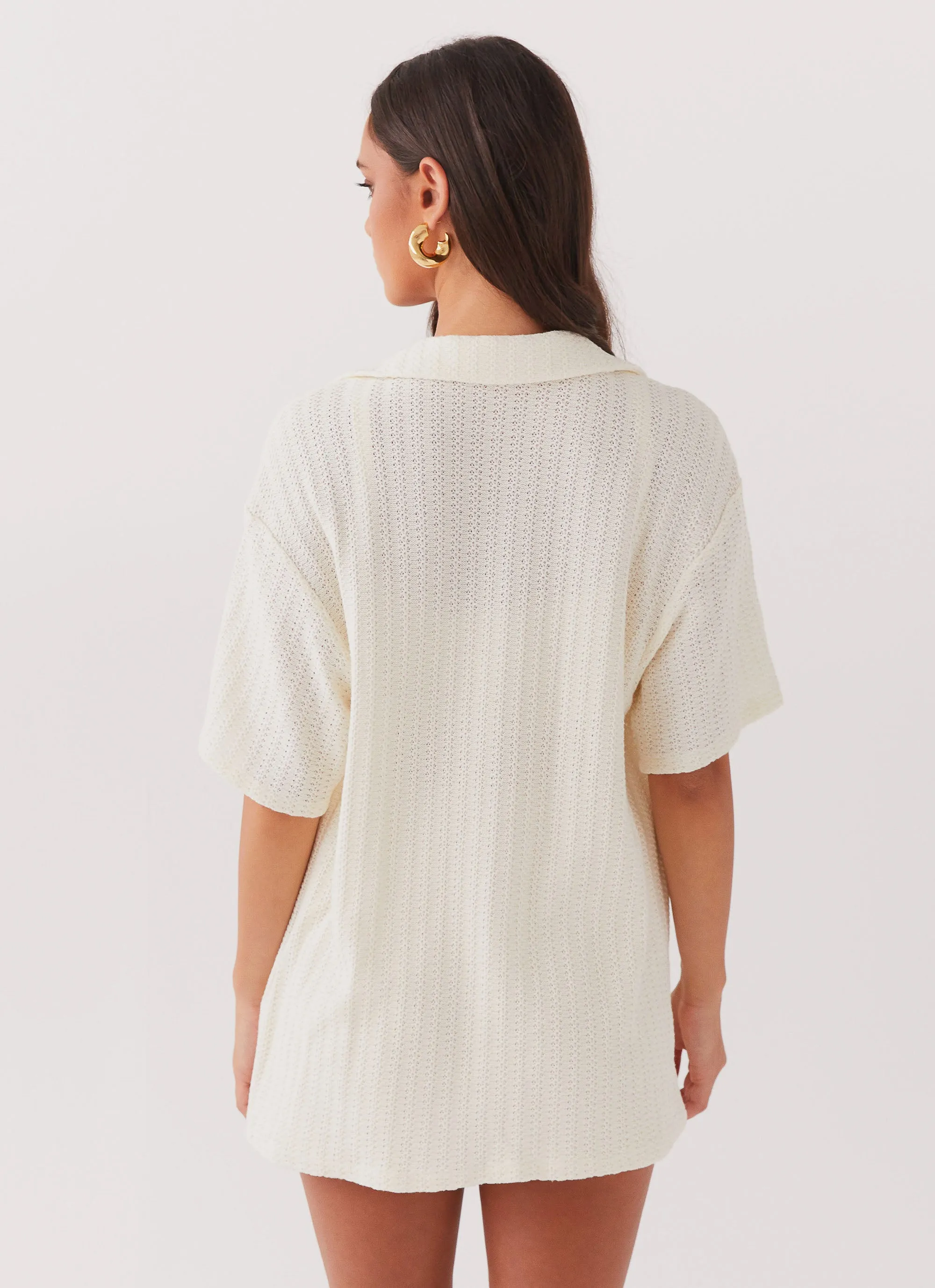 By The Bay Oversized Knit Shirt - Ivory