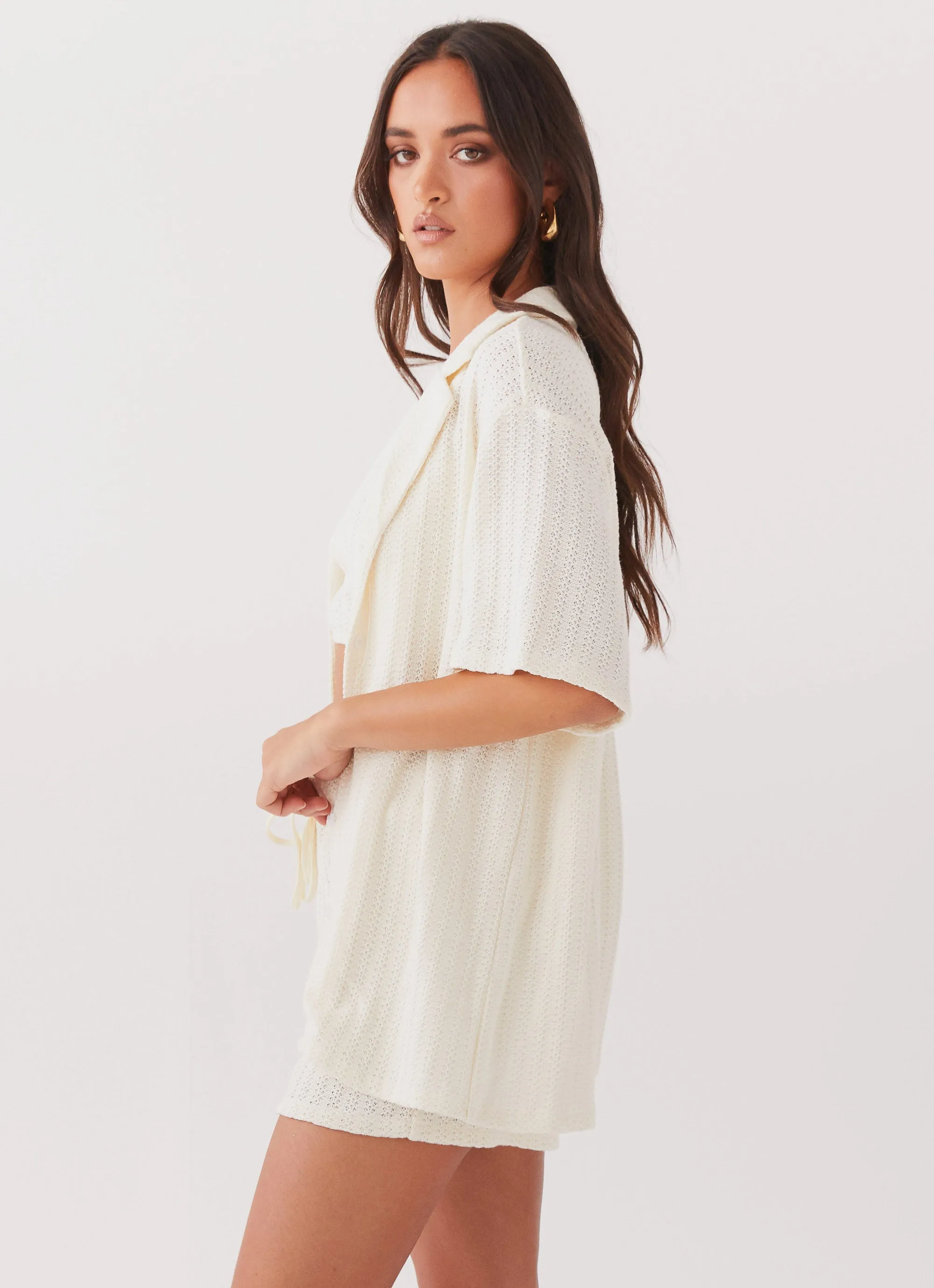 By The Bay Oversized Knit Shirt - Ivory