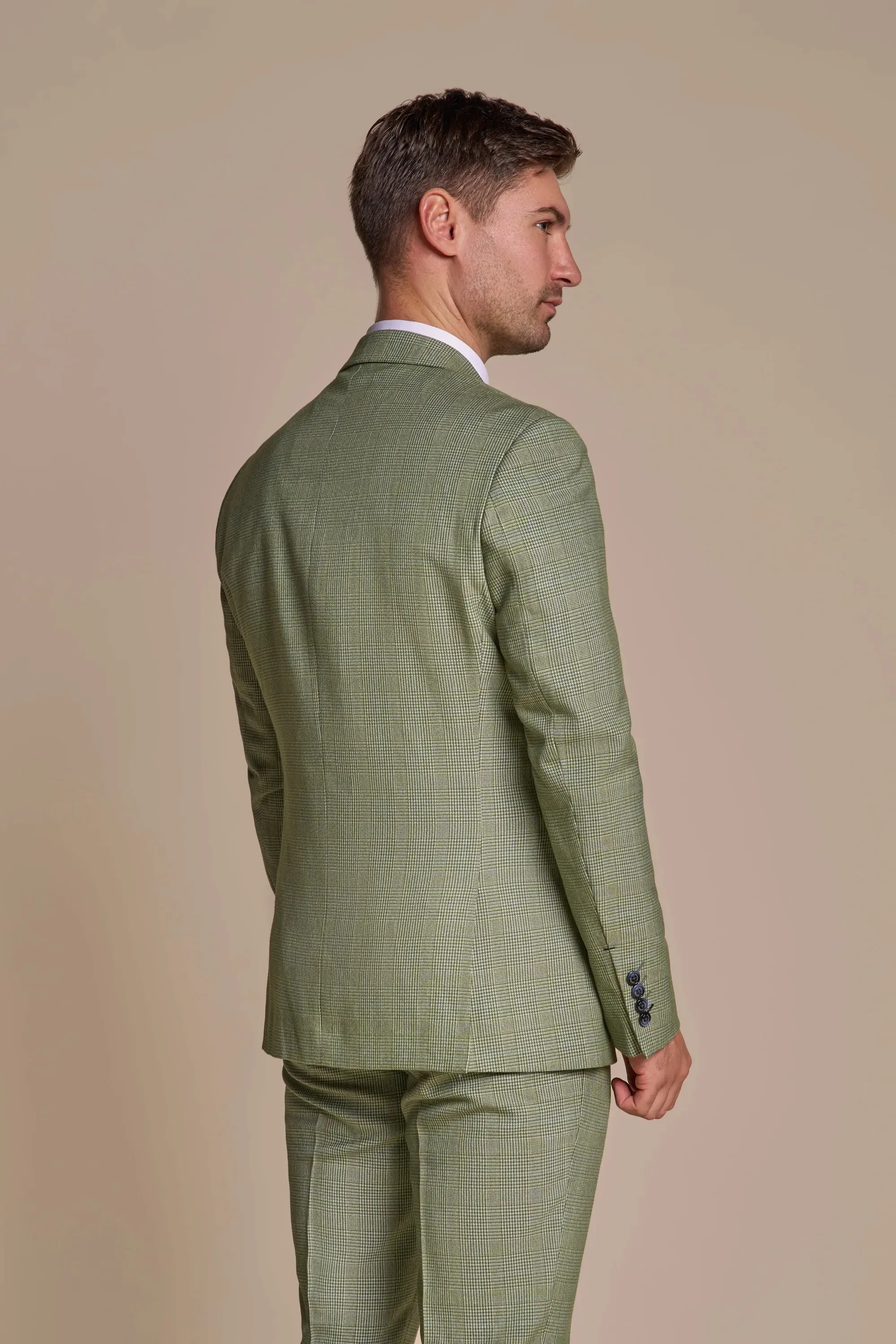 Caridi - Men's Sage Green Checked Tailored Fit Blazer