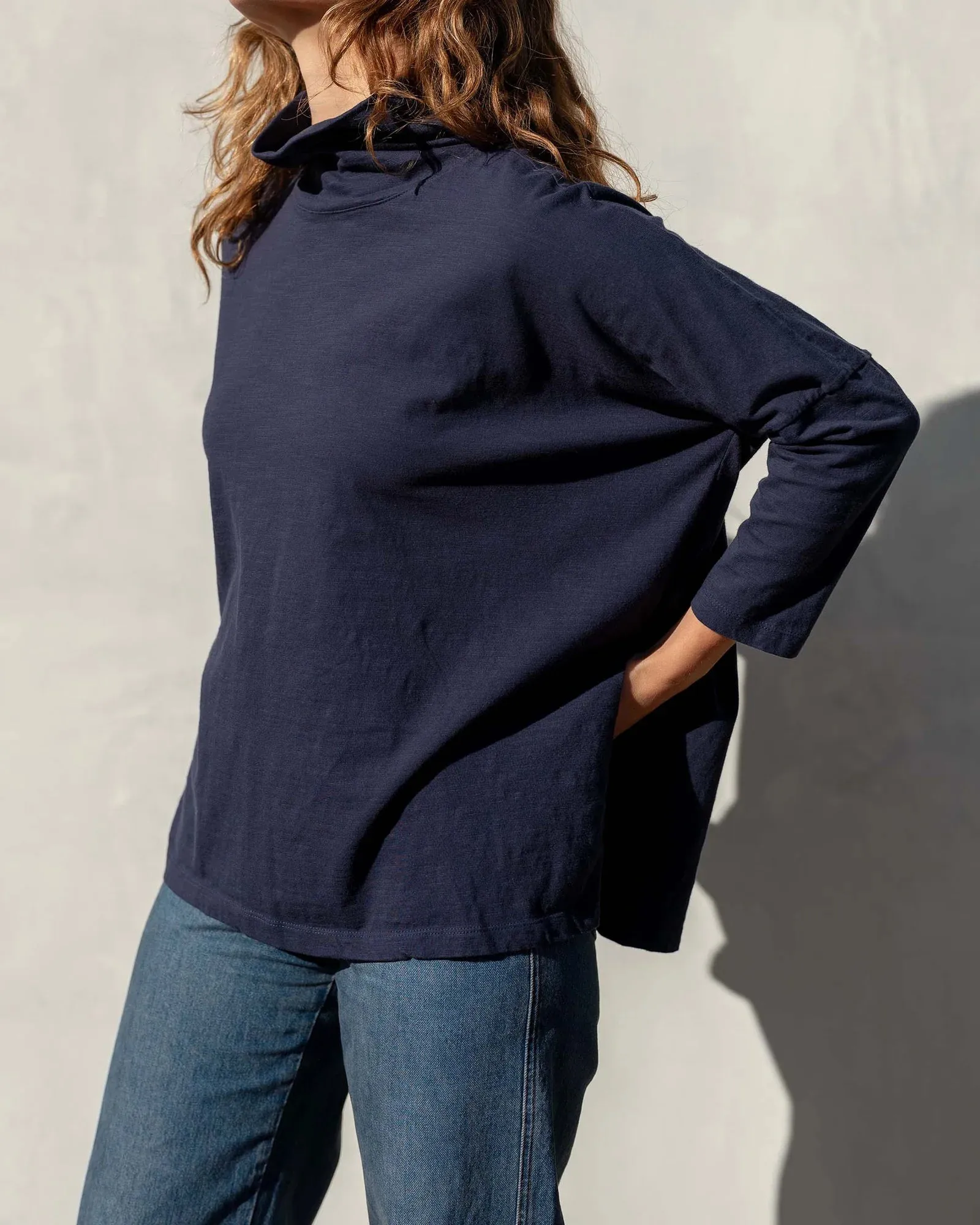 Catalina Turtleneck Tee in Navy