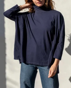 Catalina Turtleneck Tee in Navy