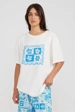 CHARLIE HOLIDAY tile floral boyfriend tee - white