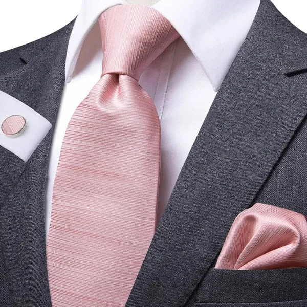 Classy Men Baby Pink Rose Gold Silk Tie