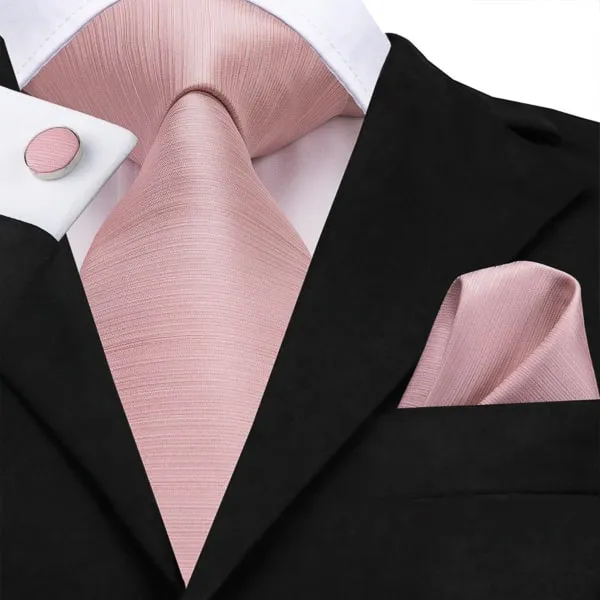 Classy Men Baby Pink Rose Gold Silk Tie