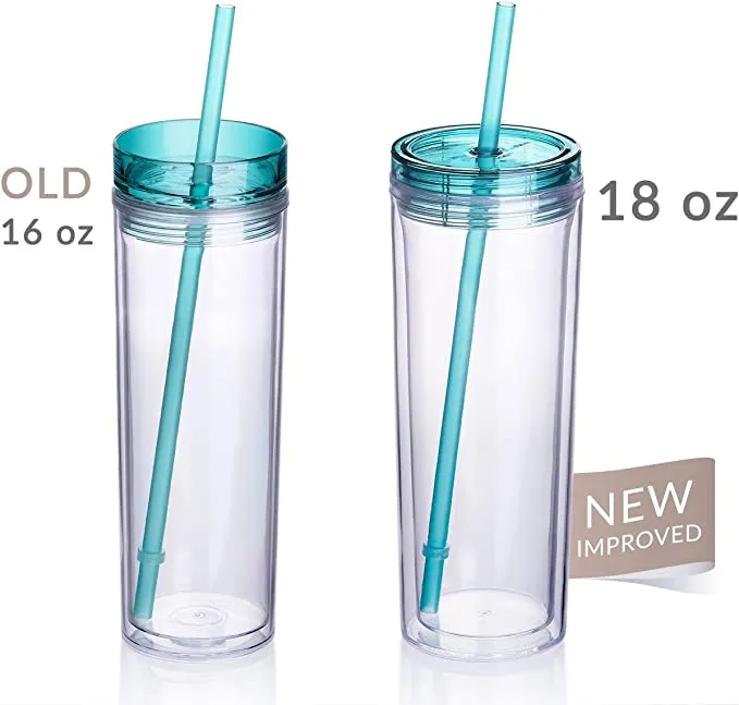 Clear 18oz Skinny Double Wall Insulated Plastic Tumbler | Snow Globe Tumbler