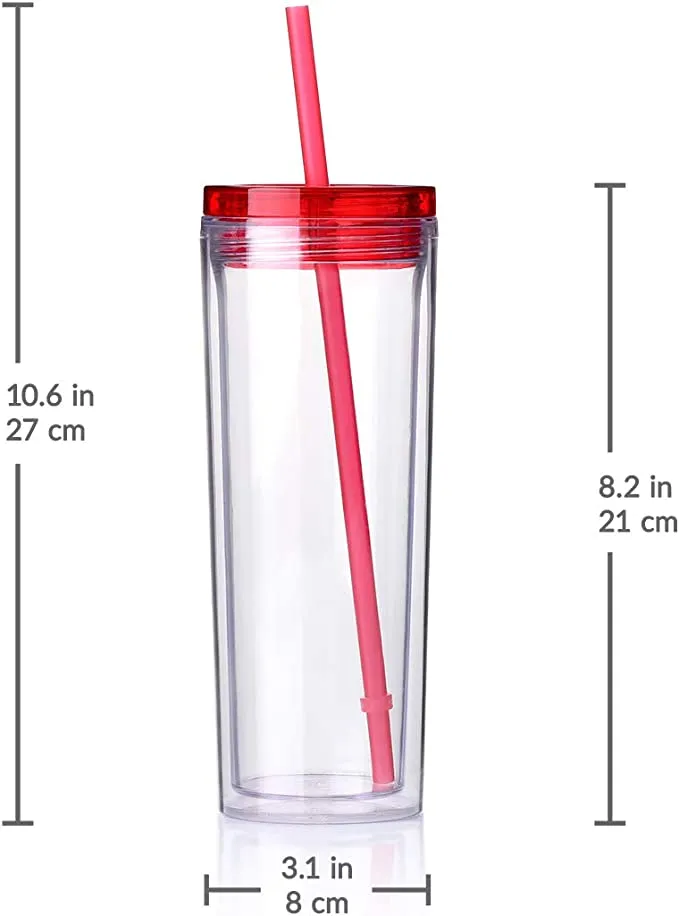 Clear 18oz Skinny Double Wall Insulated Plastic Tumbler | Snow Globe Tumbler