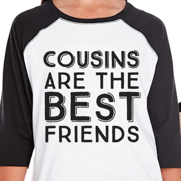 Cousins Are The Best Friends Kid and Baby Matching Black And White Baseball Shirts