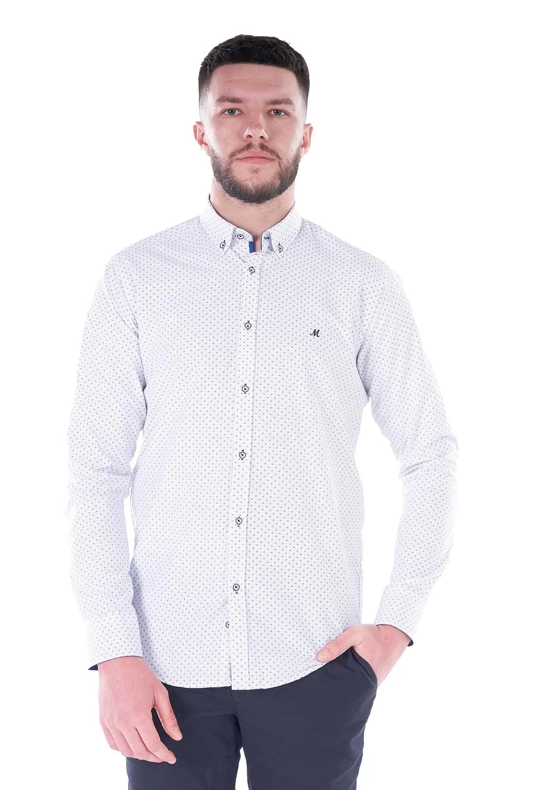 Crave Long Sleeve Shirt - White / Navy