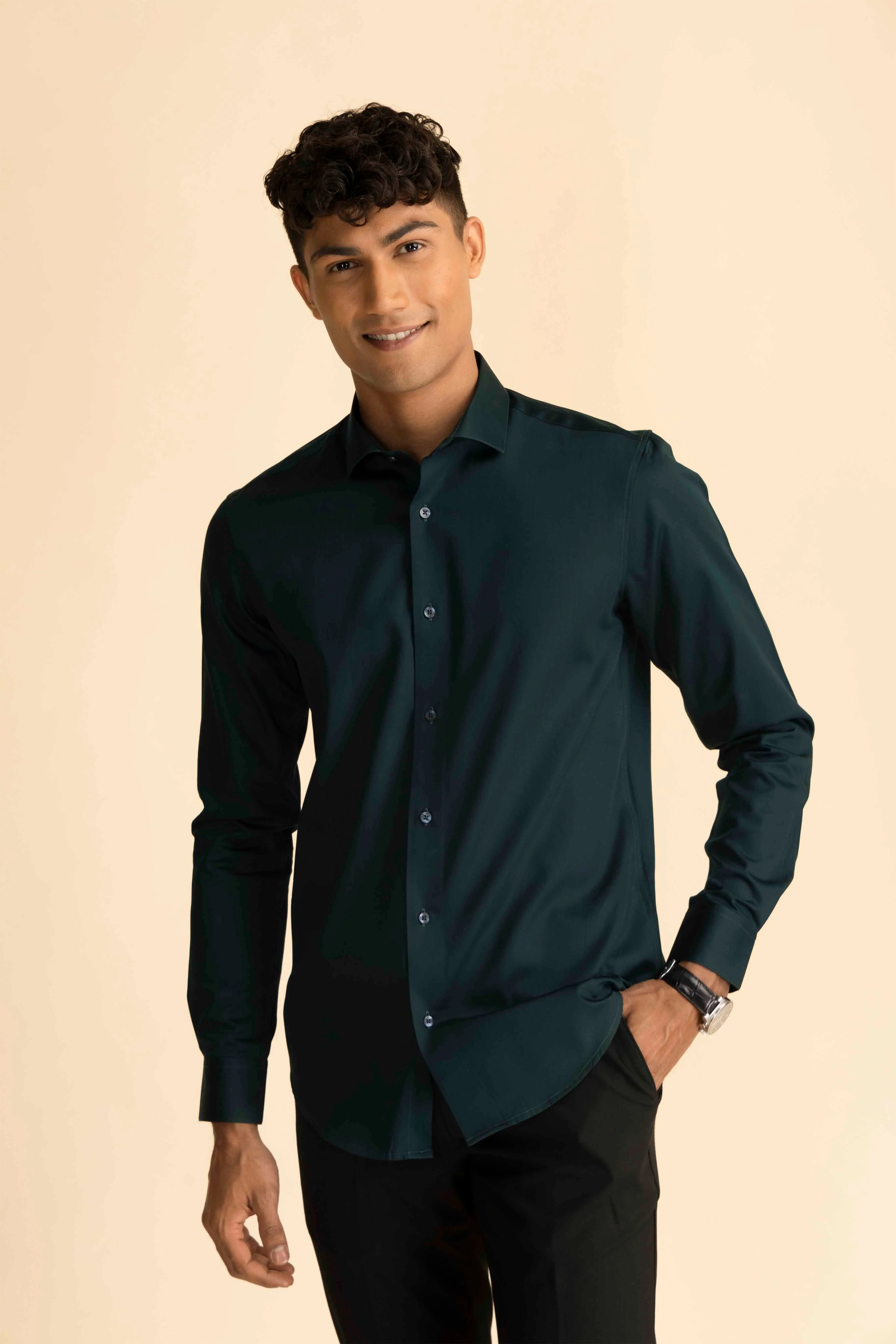 Dark Green Sateen Shirt