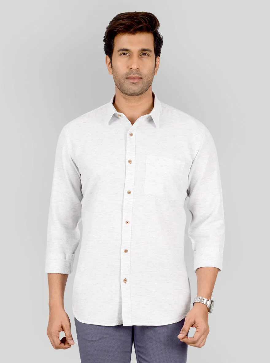 Frosted Grey Self Design Smart Fit Casual Shirt | Greenfibre