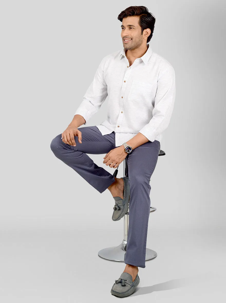 Frosted Grey Self Design Smart Fit Casual Shirt | Greenfibre