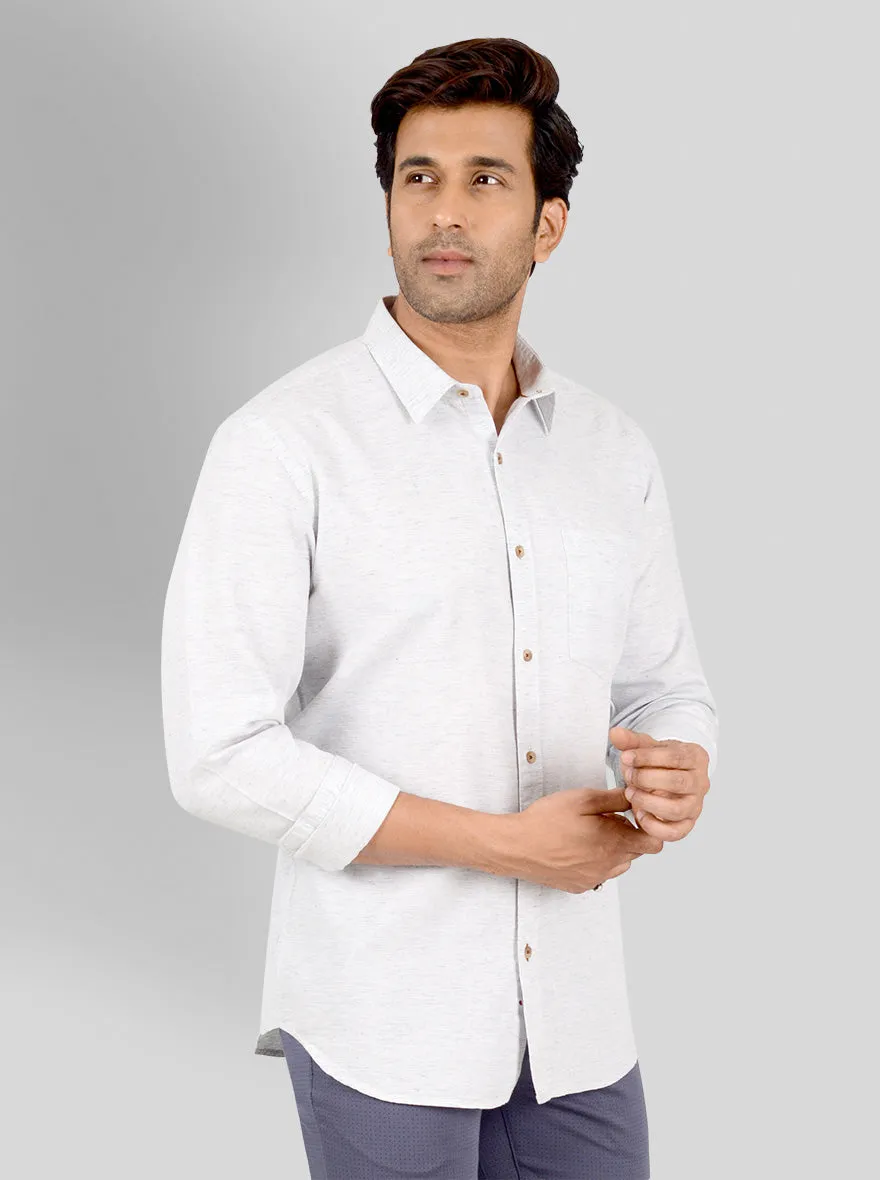 Frosted Grey Self Design Smart Fit Casual Shirt | Greenfibre