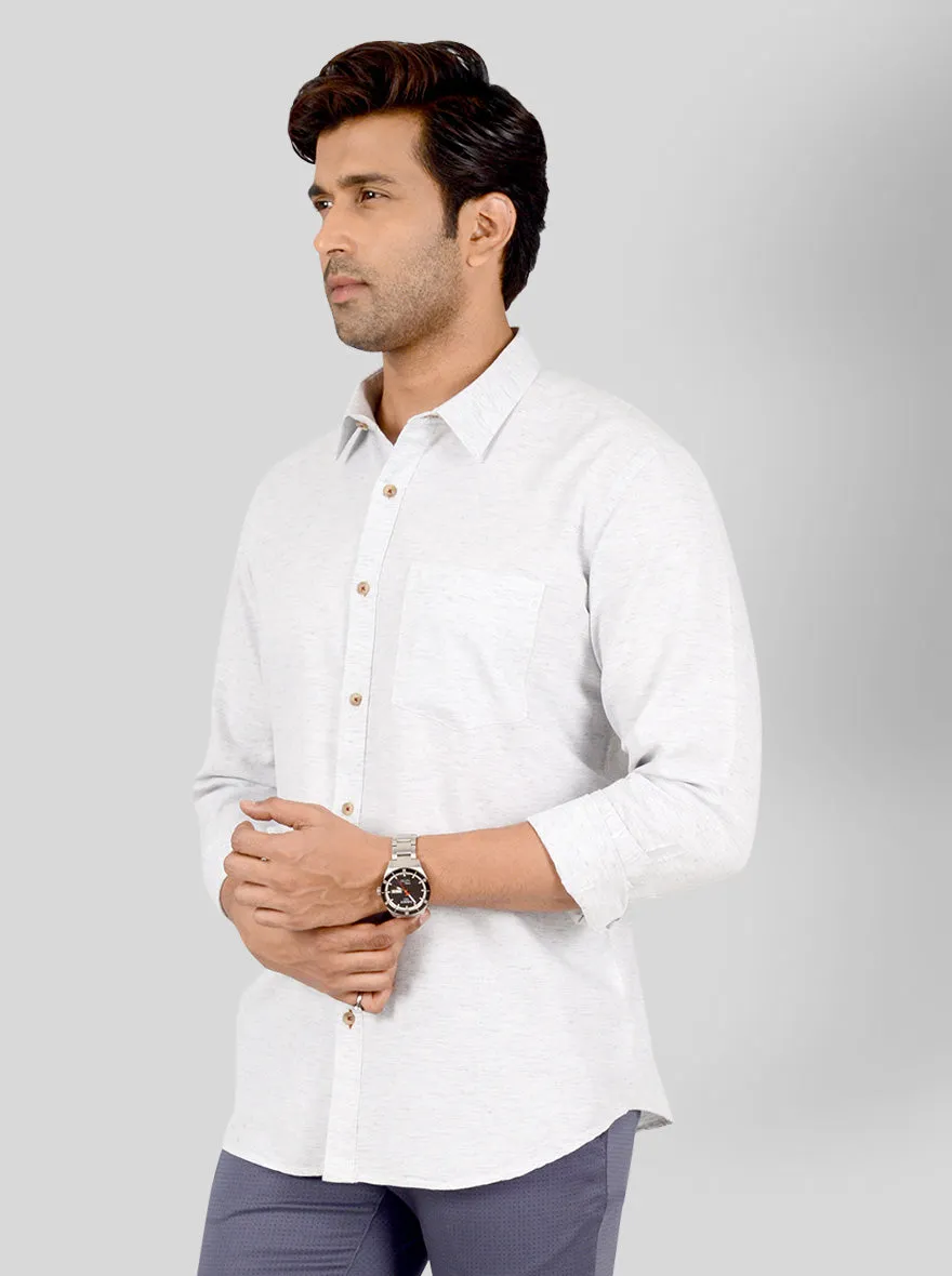 Frosted Grey Self Design Smart Fit Casual Shirt | Greenfibre