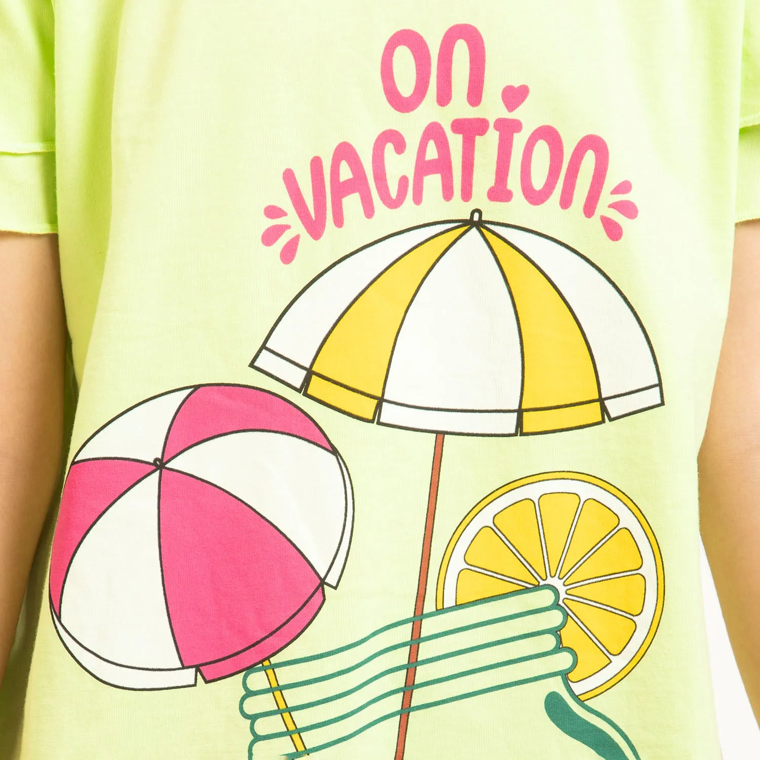 Girls T-Shirt H/S On Vacations  - Sharp Green