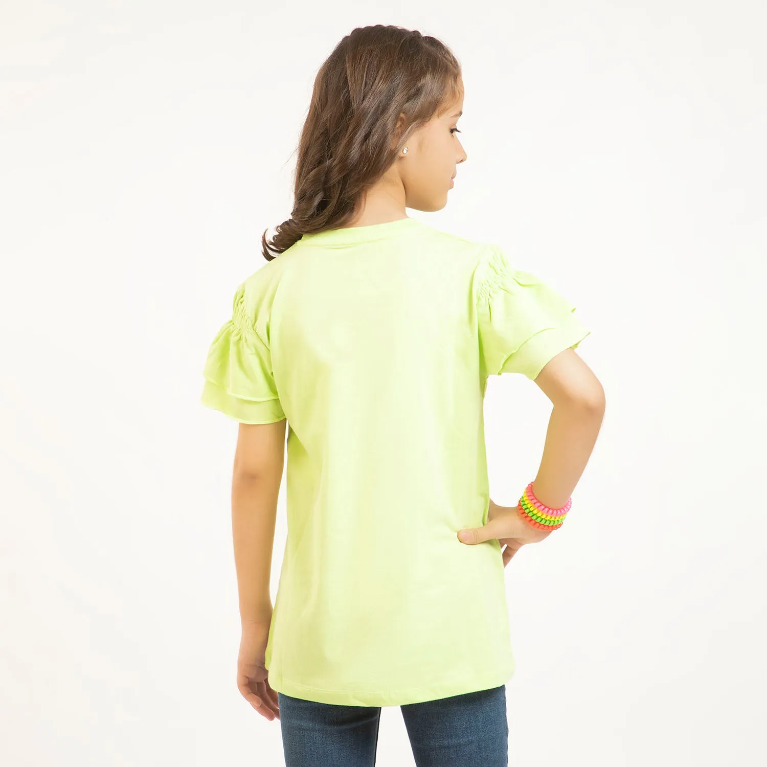 Girls T-Shirt H/S On Vacations  - Sharp Green