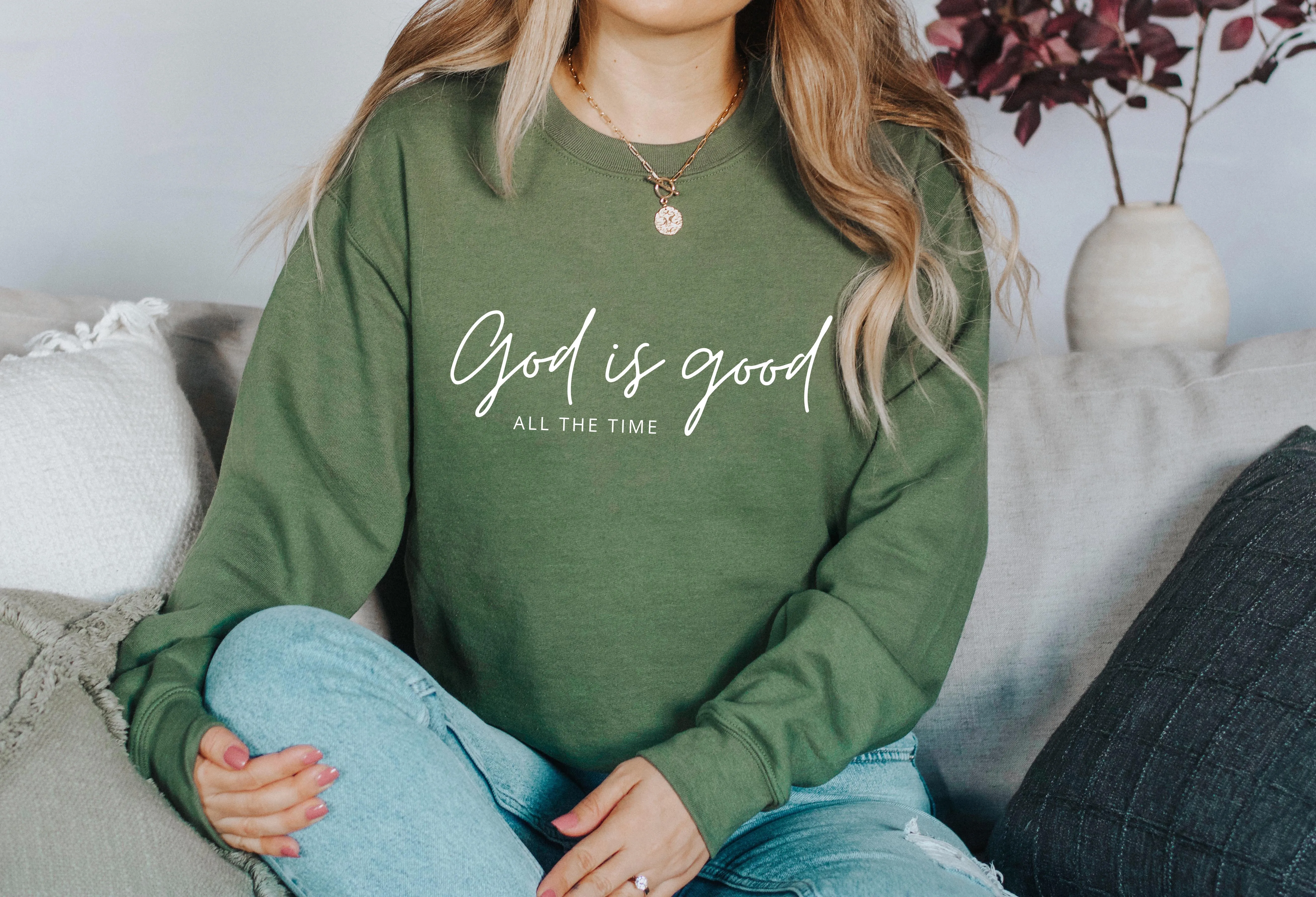 God Is Good Christian Classic Soft Sweatshirt (Cursive)