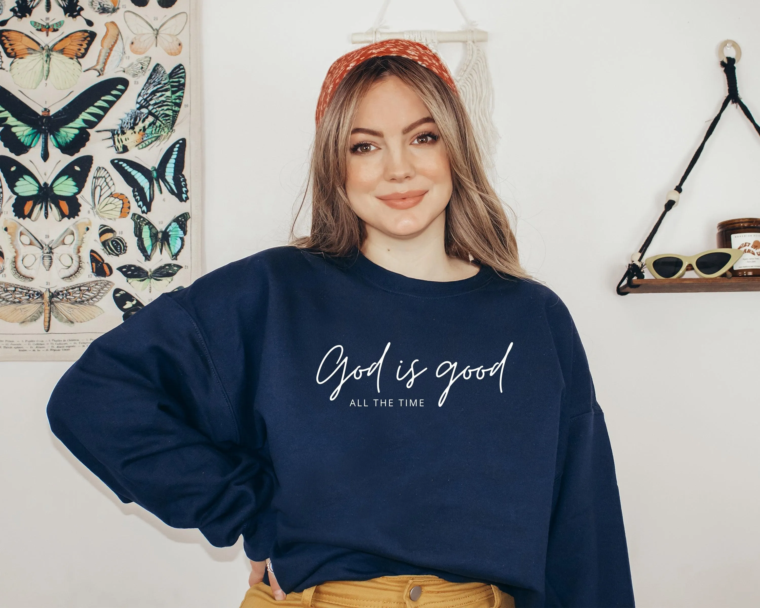 God Is Good Christian Classic Soft Sweatshirt (Cursive)