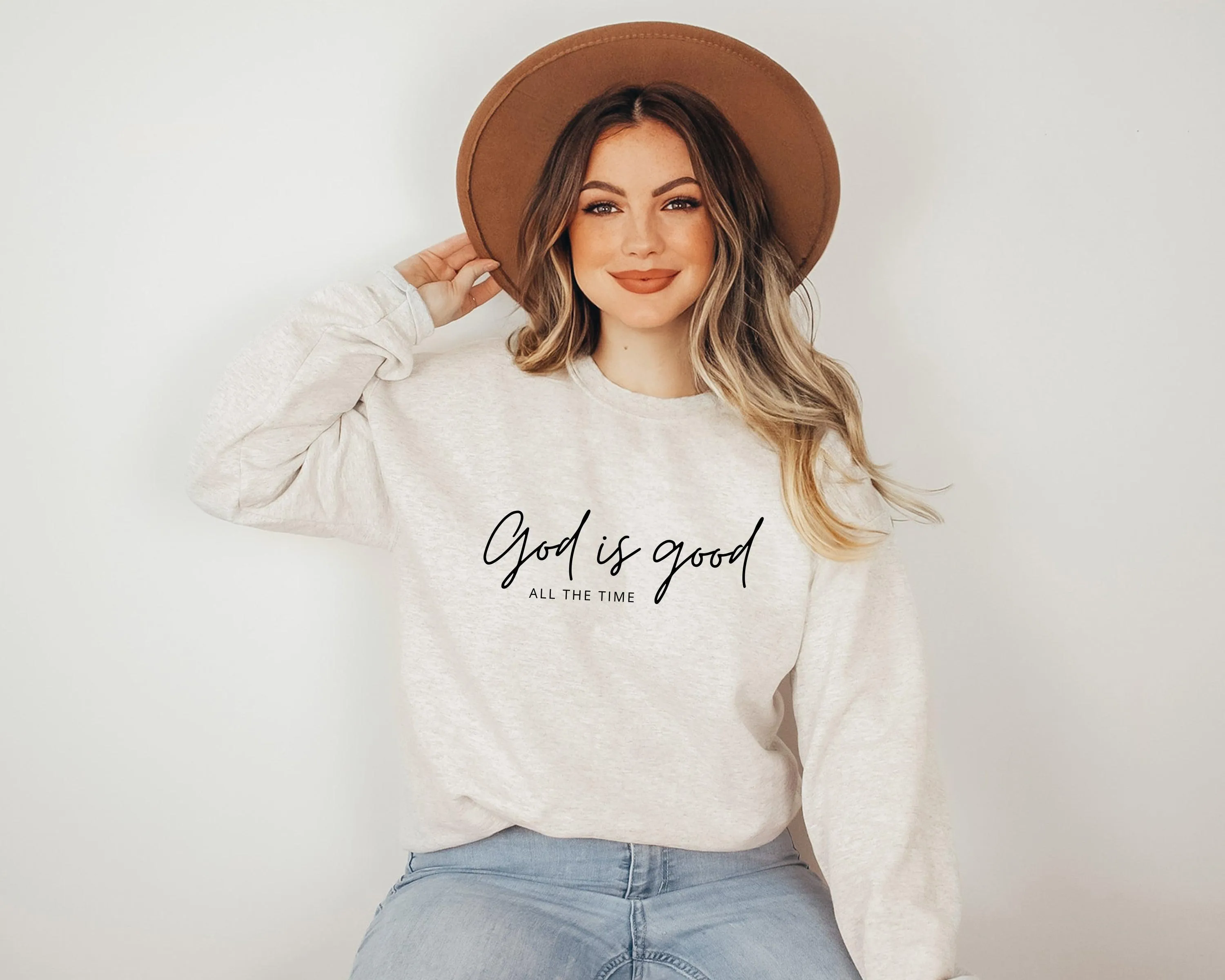 God Is Good Christian Classic Soft Sweatshirt (Cursive)