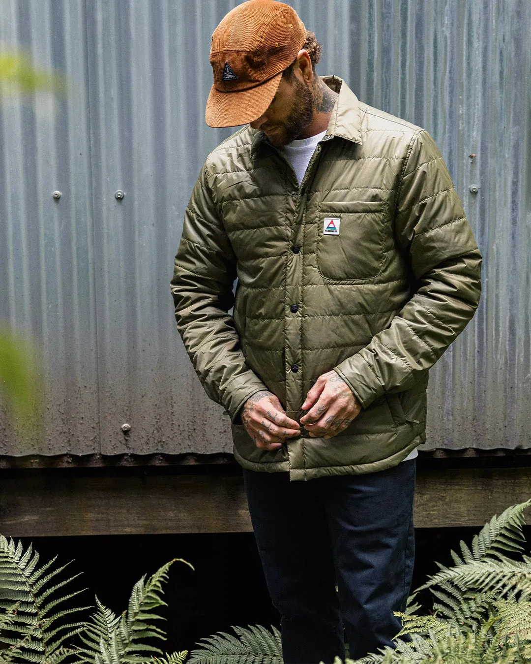 Grain Recycled Insulated Overshirt - Khaki