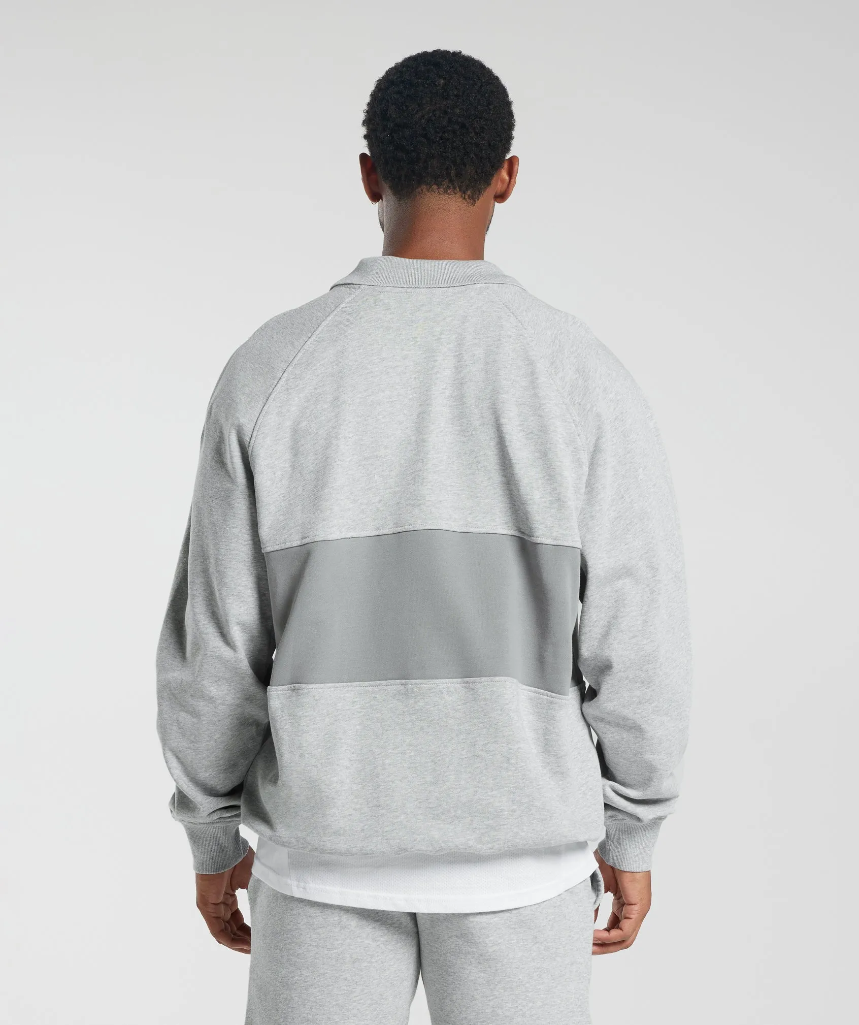 Gymshark Rest Day Essentials Sweatshirt Polo - Light Grey Core Marl/Smokey Grey