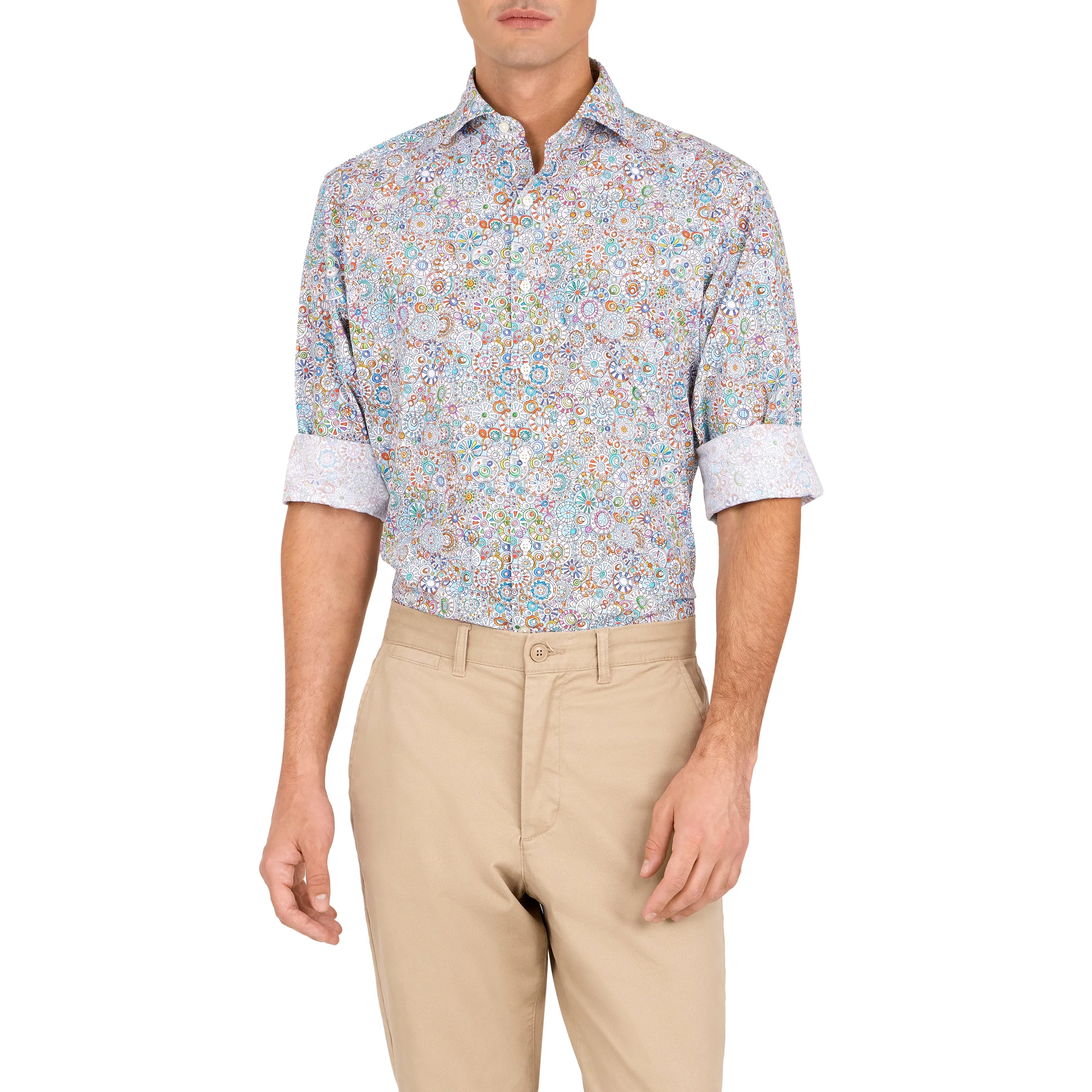 Hanava '32 Multi-Color Pinwheel Print Sport Shirt