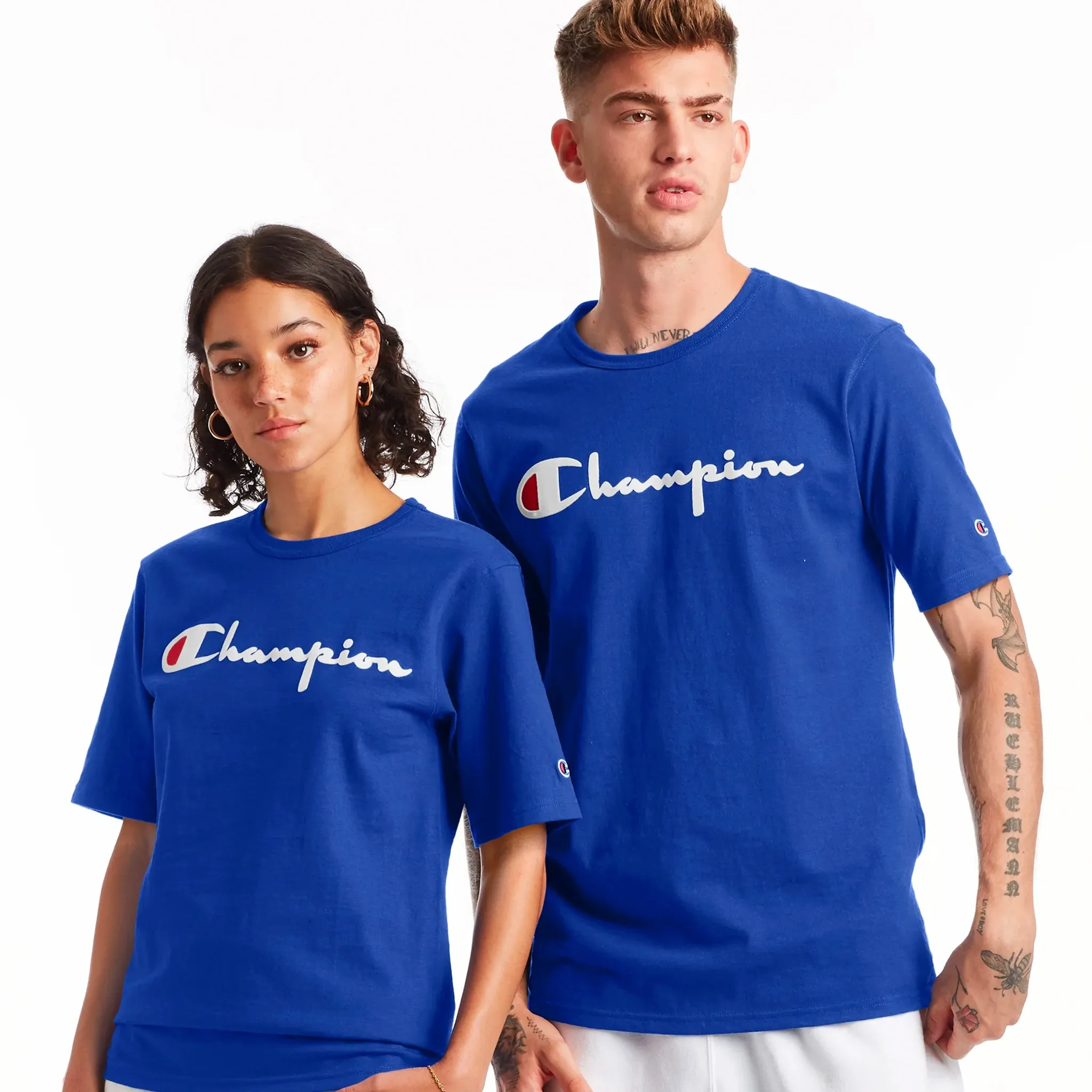 Heritage script logo tee (Blue)