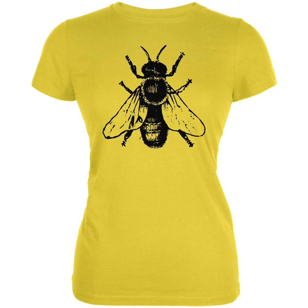 Honey Bee Bees Woodcut Juniors Soft T Shirt