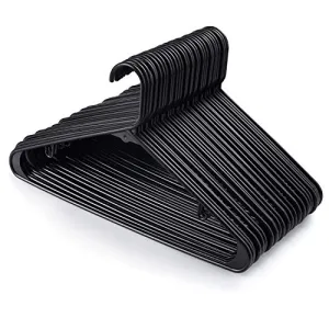 HOUSE DAY Black Plastic Tubular Adult Hangers 16.5 Inch Light-Weight Plastic Hanger 24pcs