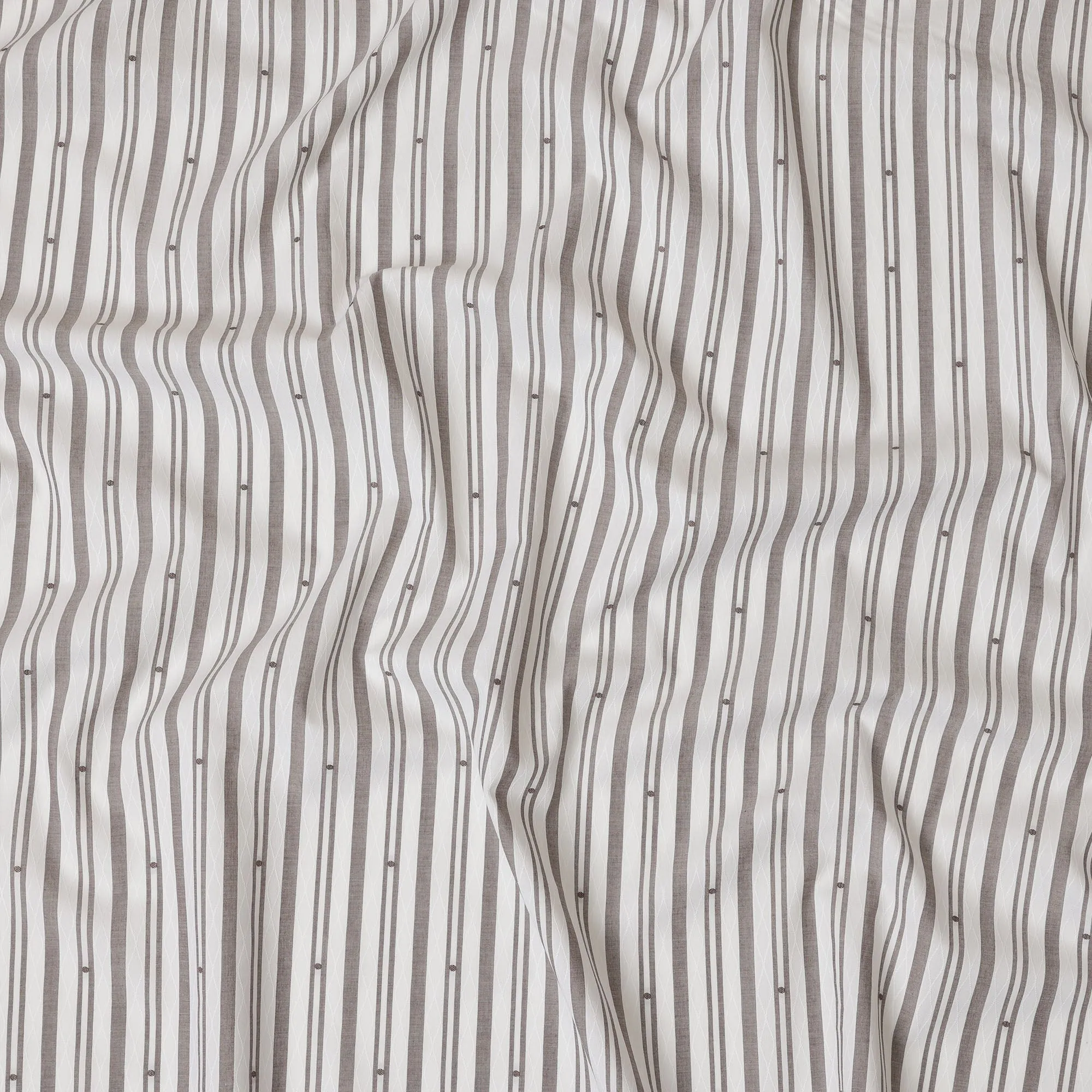 Ivory & Taupe Geometric Striped 100% Cotton Shirting Fabric, 150 cm Width, Made in Italy-D20511